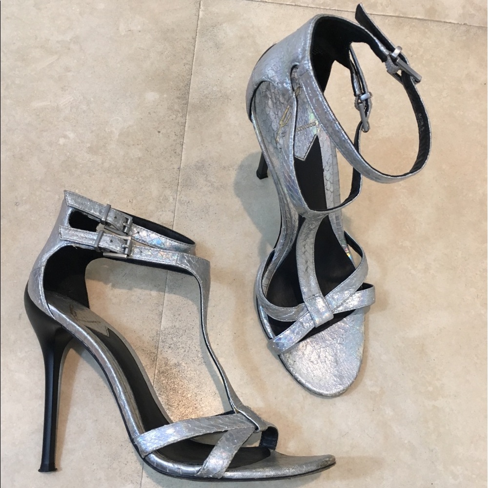 Brian Atwood silver sandals